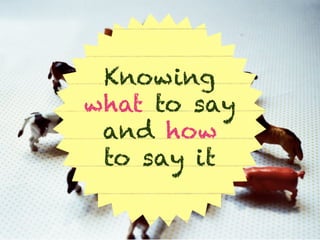 Knowing
what to say
 and how
 to say it
 