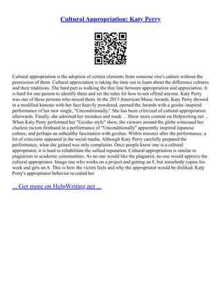 Persuasive Speech On Cultural Appropriation | PDF