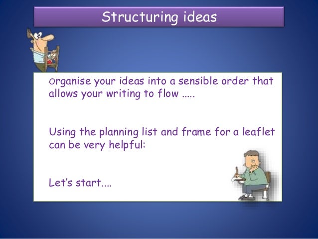 leaflet writing frame
