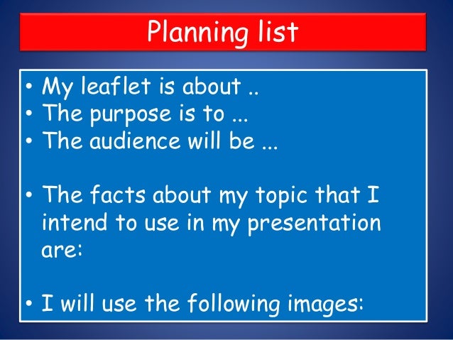 leaflet writing frame