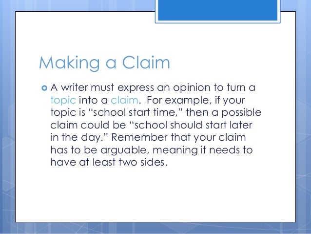 example of a claim in argumentative essay