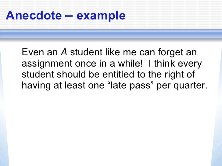 anecdotes example for essays