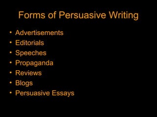 Persuasive writing ppt with propaganda connection | PPT
