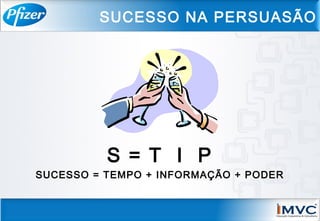 S = T I P
SUCESSO = TEMPO + INFORMAÇÃO + PODER
SUCESSO NA PERSUASÃO
 