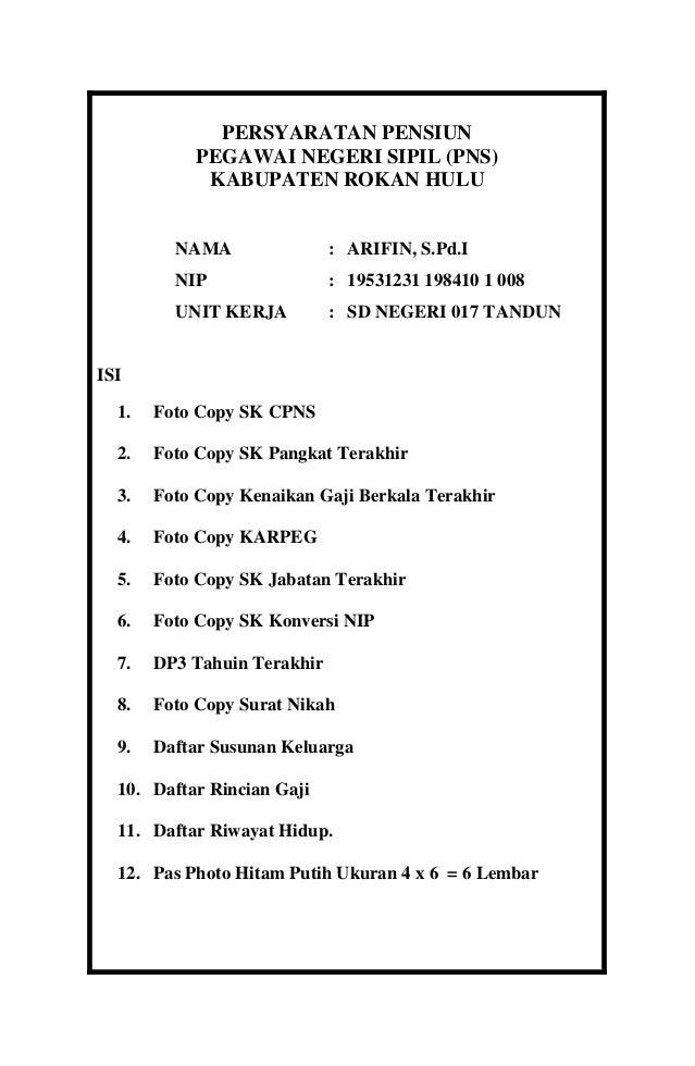 Persyaratan Pensiun Persyaratan Pensiun