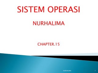 SISTEM OPERASI
   NURHALIMA


    CHAPTER.15




                 NURHALIMA   1
 
