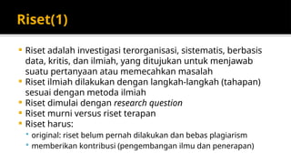 pengenalan metodologi penelitian dalam riset | PPTX