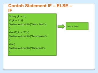 PBO Pert 4 - Mengenal dan Memahami Konsep Percabangan Pada Java | PPT