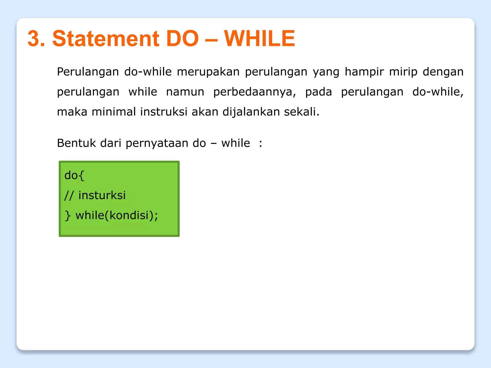 PBO - Pert 5, Mengenal dan Memahami Konsep Perulangan Pada Java | PPT