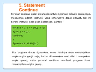 PBO - Pert 5, Mengenal dan Memahami Konsep Perulangan Pada Java | PPT