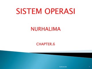 SISTEM OPERASI

   NURHALIMA

    CHAPTER.6




                NURHALIMA   1
 