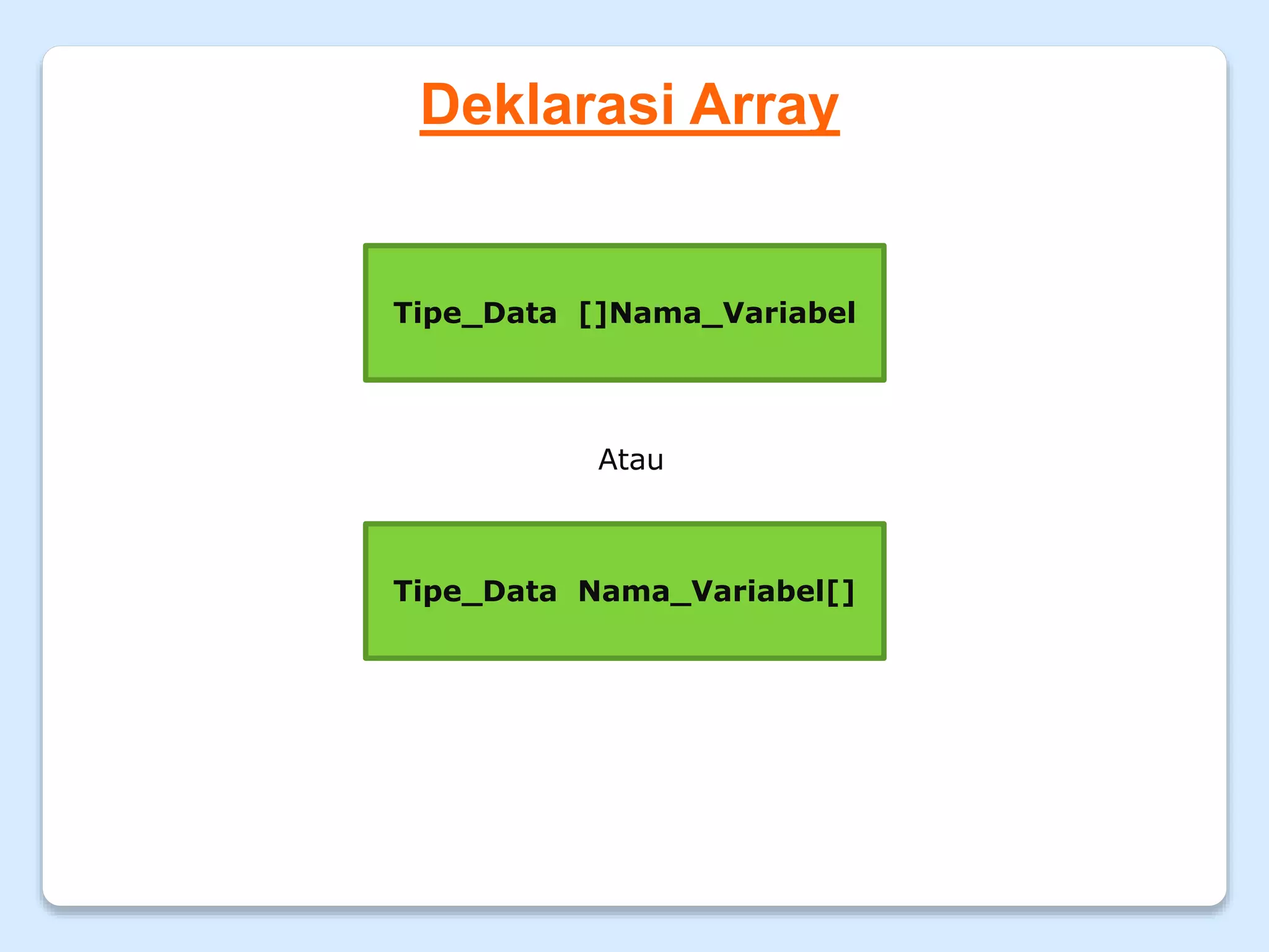 PBO - Pert 7, Mengenal dan Memahami Konsep Array Pada Java | PPT
