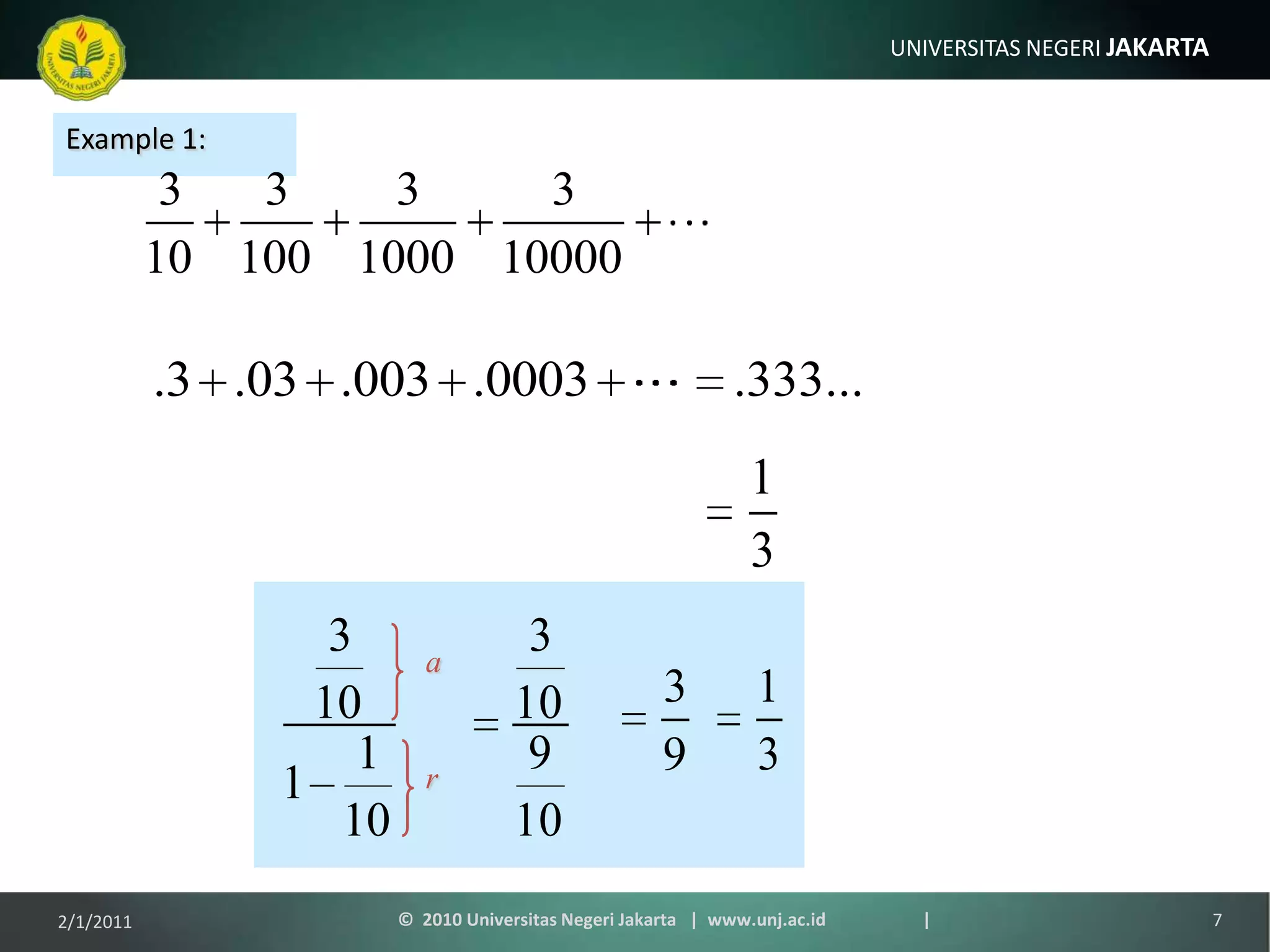 arExample 1:1/9/20117©  2010 Universitas Negeri Jakarta   |  www.unj.ac.id                      |