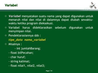 Pert 2. memahami fondasi pemrograman java | PPT