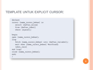 TEMPLATE UNTUK EXPLICIT CURSOR:
6
 