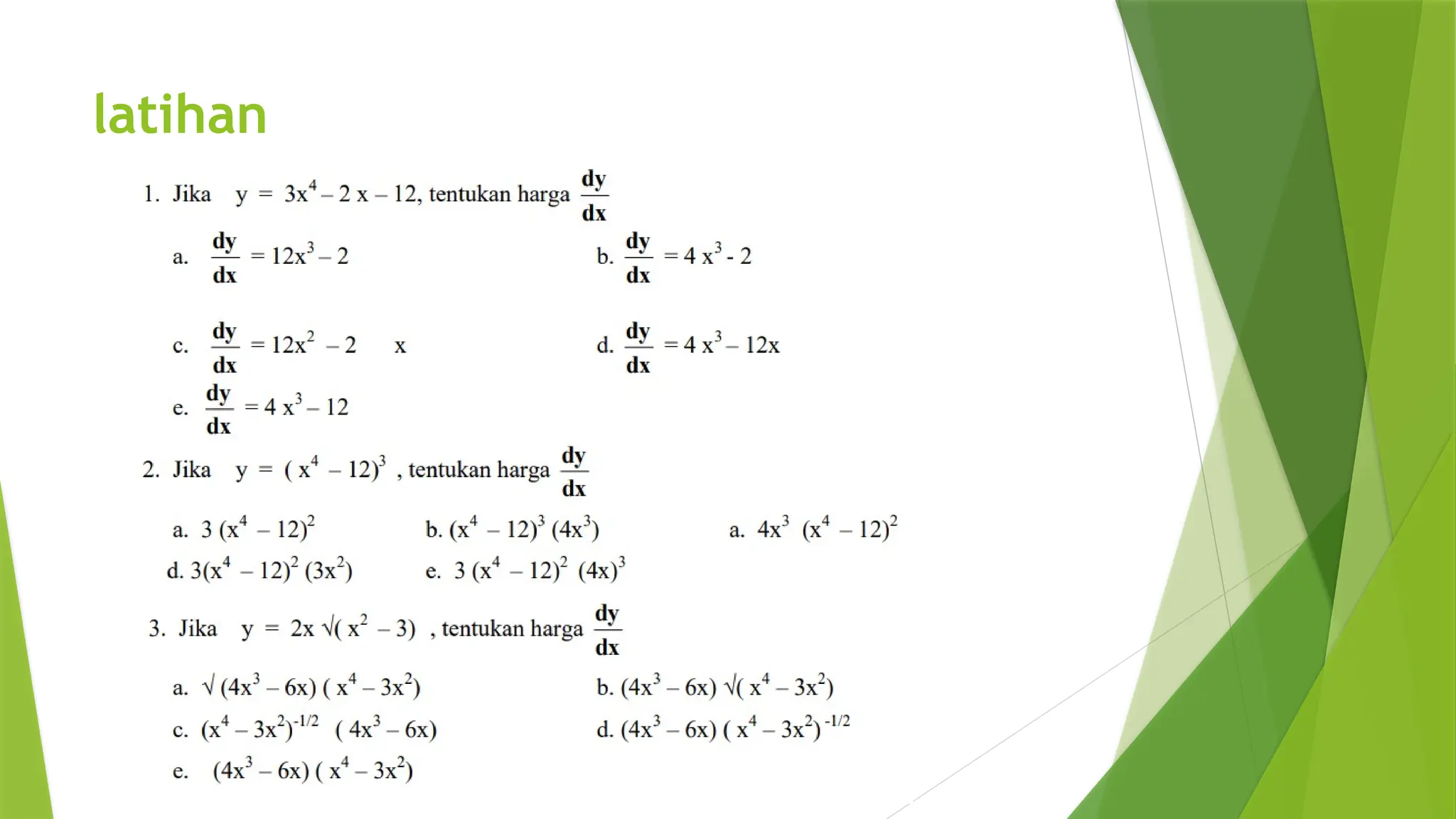 diferensial/ turunan. kaidah kaidah turunan | PPTX