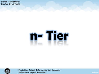 Sistem Terdistribusi
Created By Arfianti




                             n- Tier

                  Pendidikan Teknik Informatika dan Komputer
                  Universitas Negeri Makassar
 
