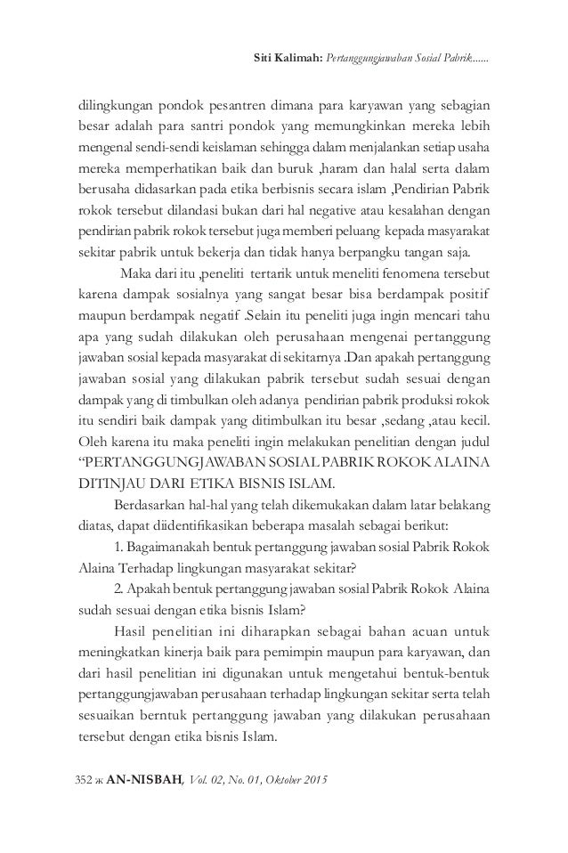 Pertanggungjawaban sosial pabrik rokok alaina ditinjau 