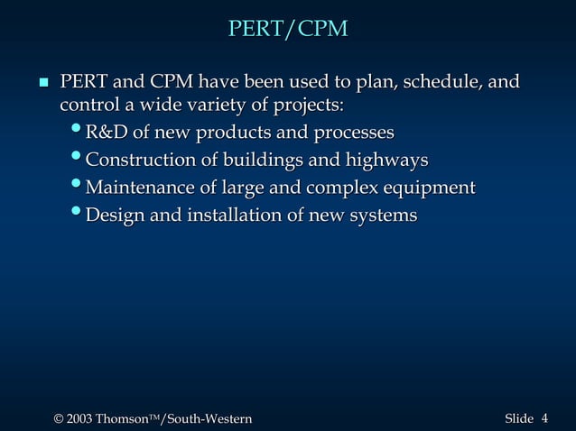 Management Science : Project SchedulingPert_cpm.ppt | Business ...