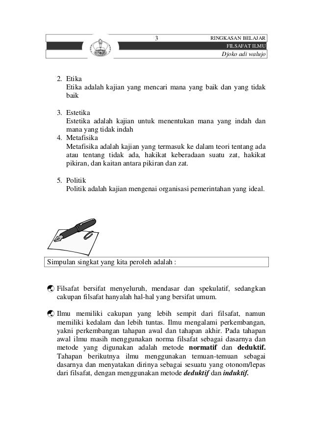 FILSAFAT ILMU PERTEMUAN I - DJOKO AW
