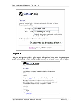 Pertemuan 2  Memulai Wordpress