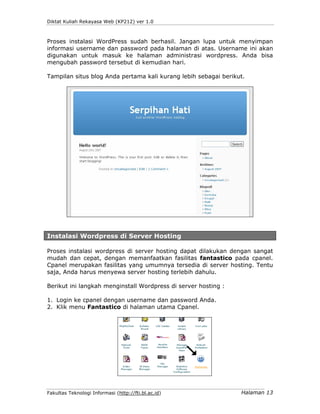 Pertemuan 2  Memulai Wordpress