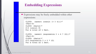 Expert Systems: Principles and Programming, Fourth Edition 15
Embedding Expressions
 Expressions may be freely embedded within other
expressions:
 