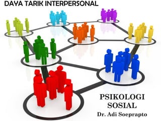 PSIKOLOGI
SOSIAL
Dr. Adi Soeprapto
DAYA TARIK INTERPERSONALDAYA TARIK INTERPERSONAL
 