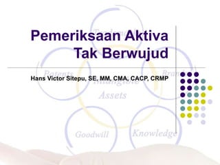 Pemeriksaan Aktiva
Tak Berwujud
Hans Victor Sitepu, SE, MM, CMA, CACP, CRMP
 