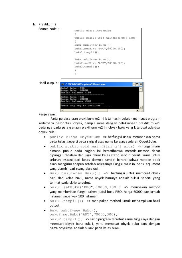 Laporan Praktikum Pertemuan 1, PBO