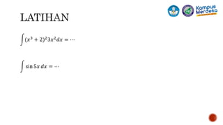 (𝑥3 + 2)23𝑥2𝑑𝑥 = ⋯
sin 5𝑥 𝑑𝑥 = ⋯
 