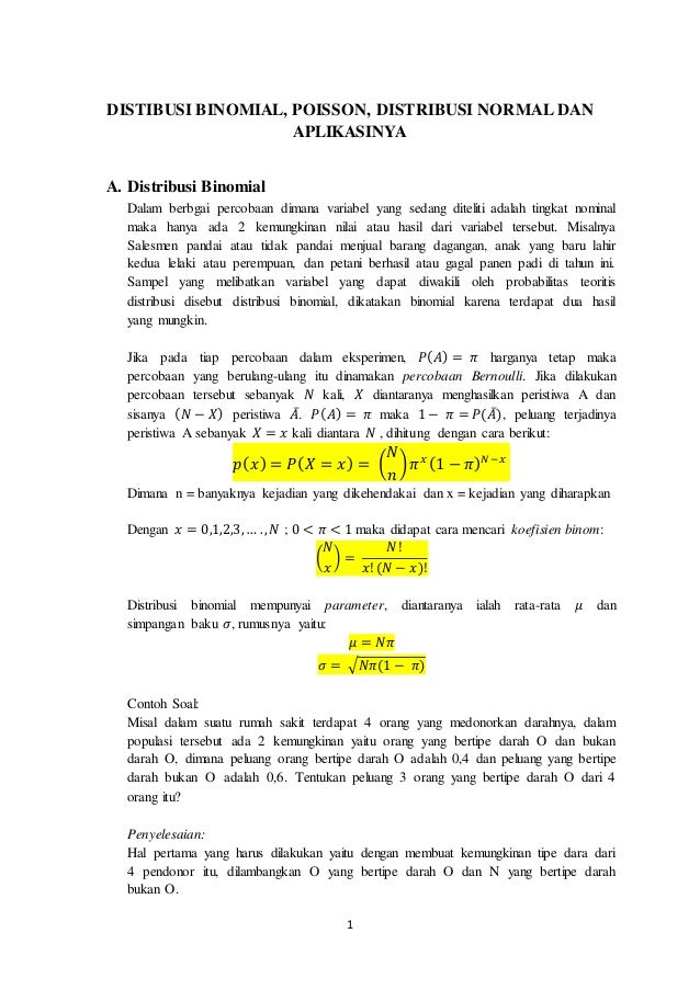 Pertemuan 10 Distribusi Binomial Poisson Distribusi Normal Edit