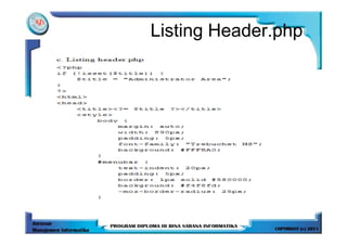 Listing Header.php
 