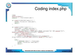 Coding index.php
 