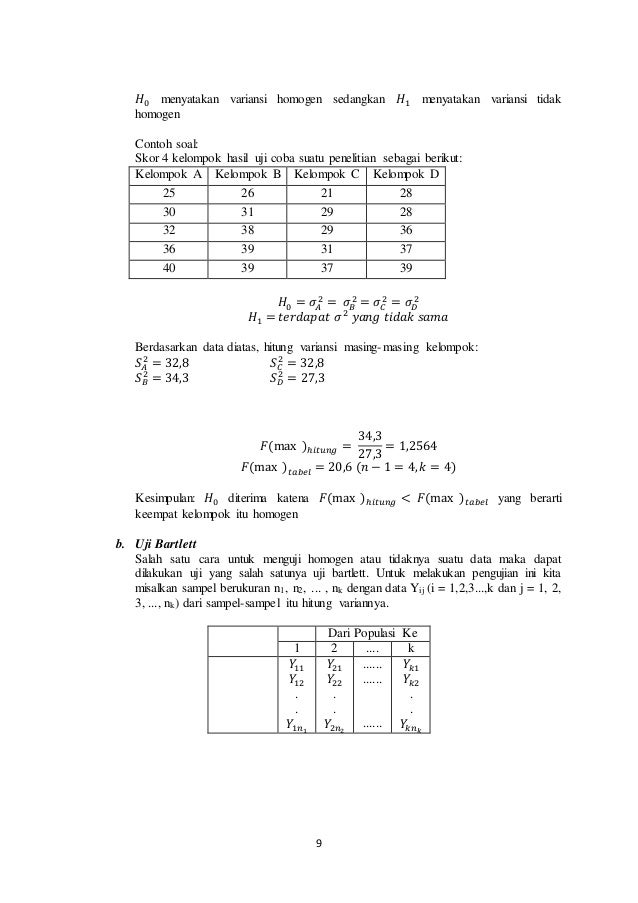 Contoh Soal Uji Homogenitas Beserta Jawaban