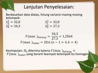 Uji Normalitas dan Homogenitas ppt- | PPTX