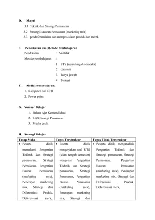 RPP 2013 Strategi Pemasaran Pertemuan 11 uts | PDF