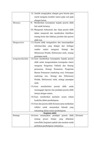 RPP 2013 Strategi Pemasaran Pertemuan 11 uts | PDF