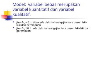 model regresi dengan variabel bebas dummy | PPTX