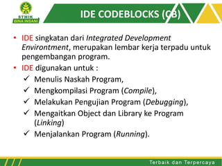 Pertemuan 1 Pengenalan CodeBlocks (CB) | PDF