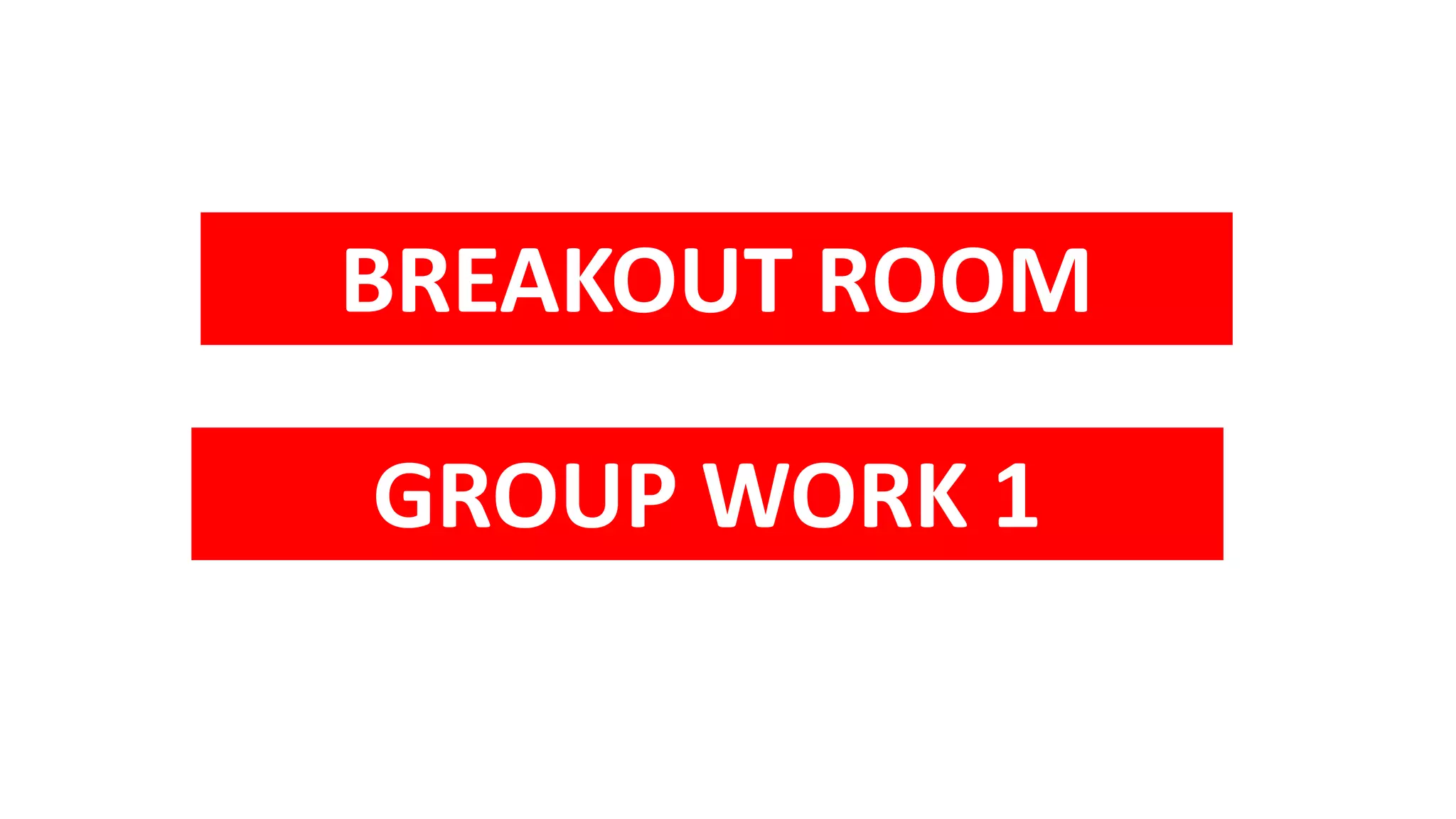 BREAKOUT ROOM
GROUP WORK 1
 