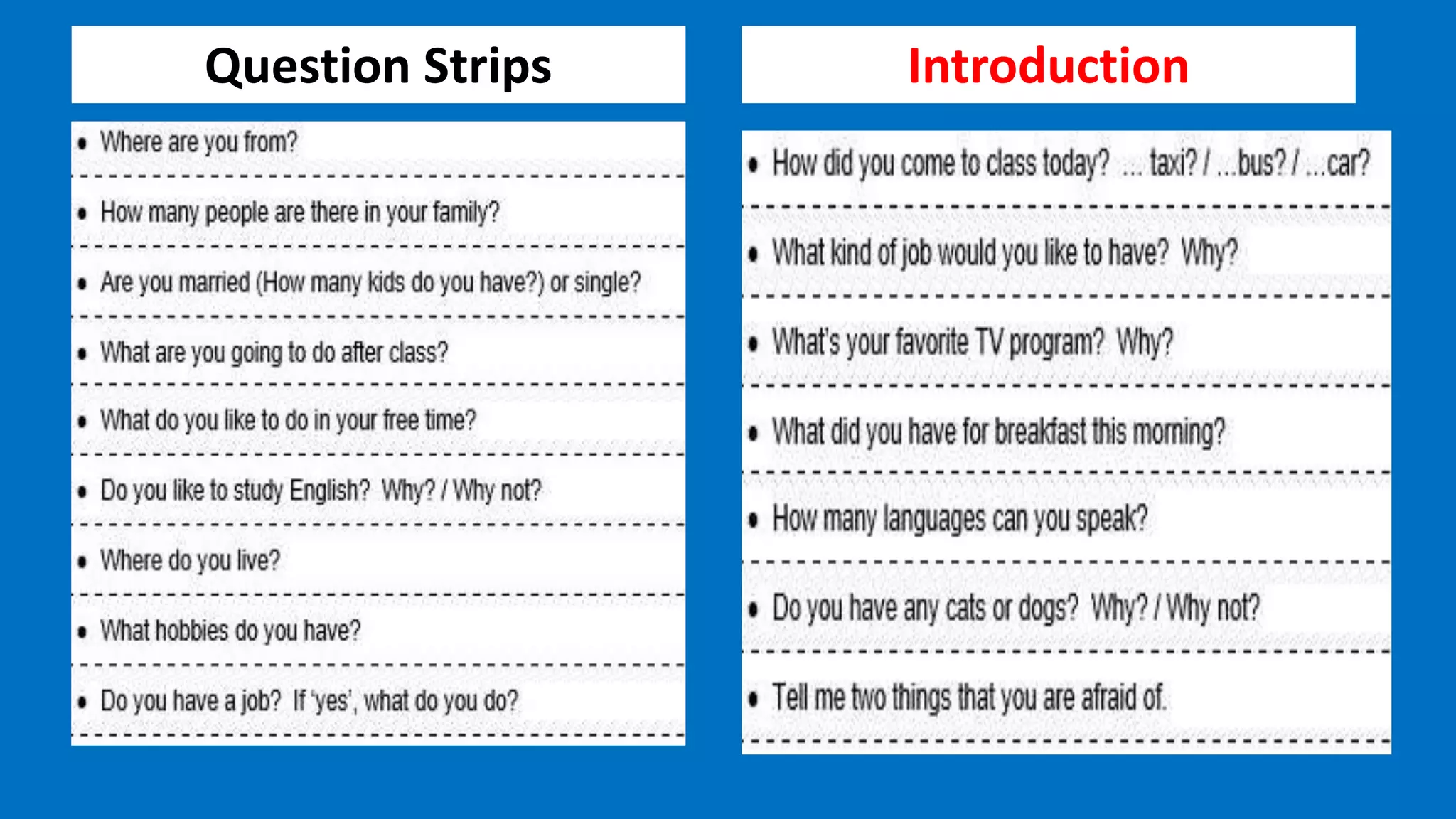 Question Strips Introduction
 