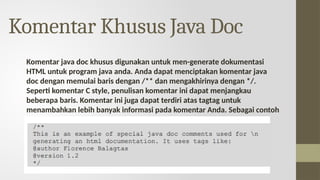 Pemrograman Berorientasi Obyek Java 1 Pertemuan 2 | PPTX