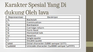 Pemrograman Berorientasi Obyek Java 1 Pertemuan 2 | PPTX