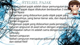 PERTEMUAN 2 ; DASAR-DASAR PERPAJAKAN II (Stelsel pajak, azas pemungutan ...