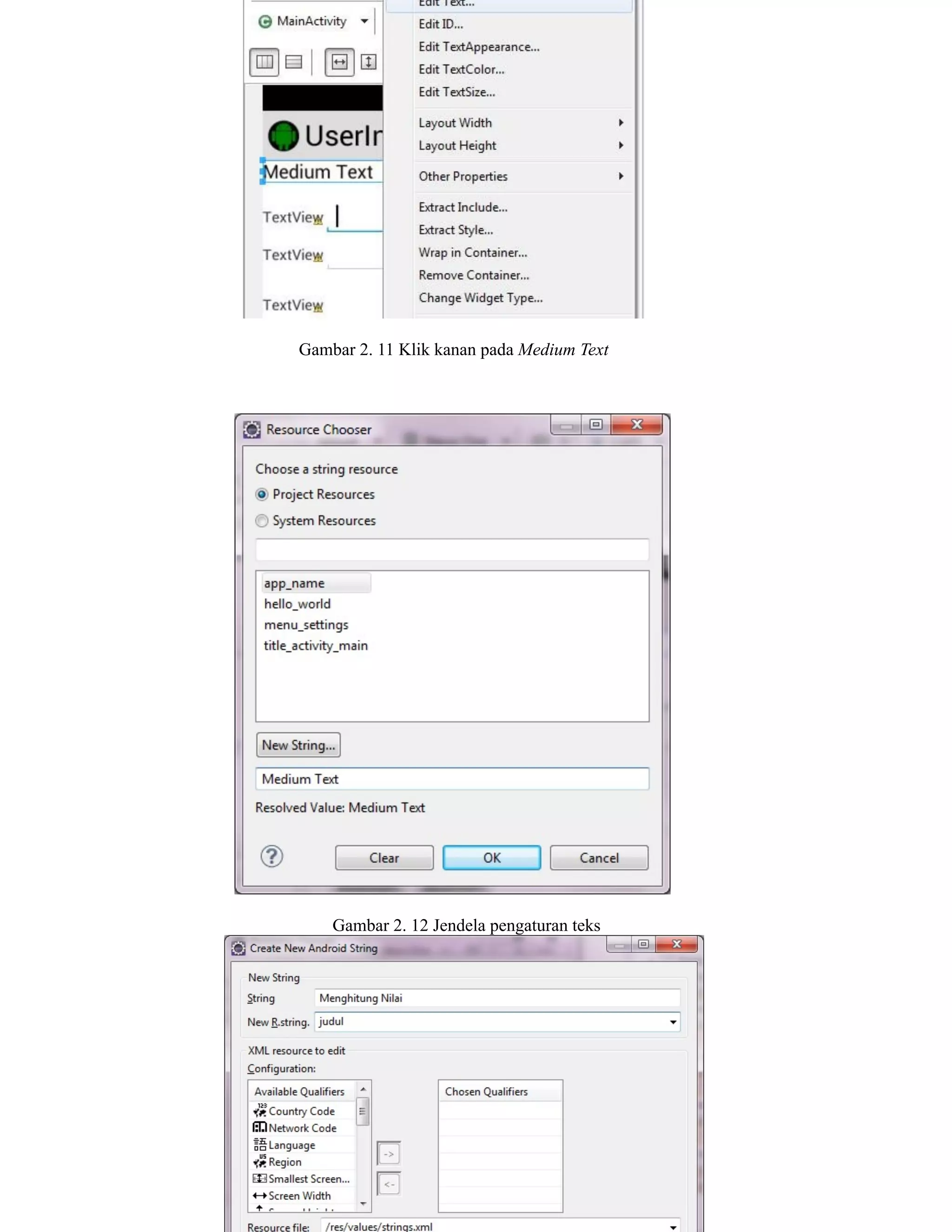 Gambar 2. 11 Klik kanan pada Medium Text
Gambar 2. 12 Jendela pengaturan teks
 