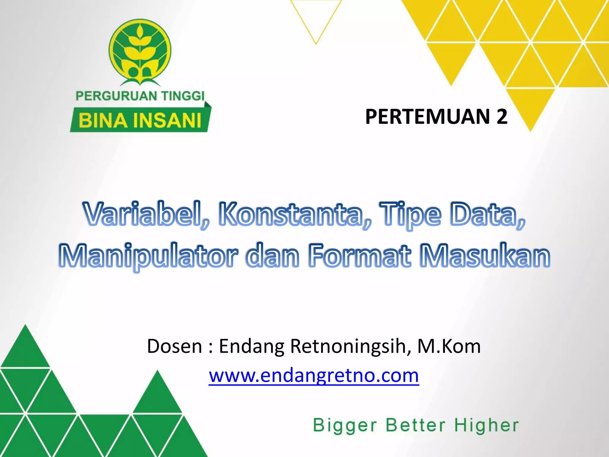 Pertemuan 2 Variabel Konstanta dan Tipe Data | PDF