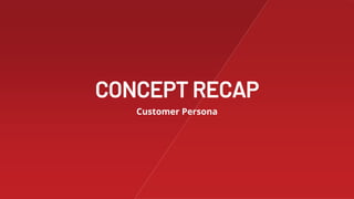 CONCEPT RECAP
Customer Persona
 