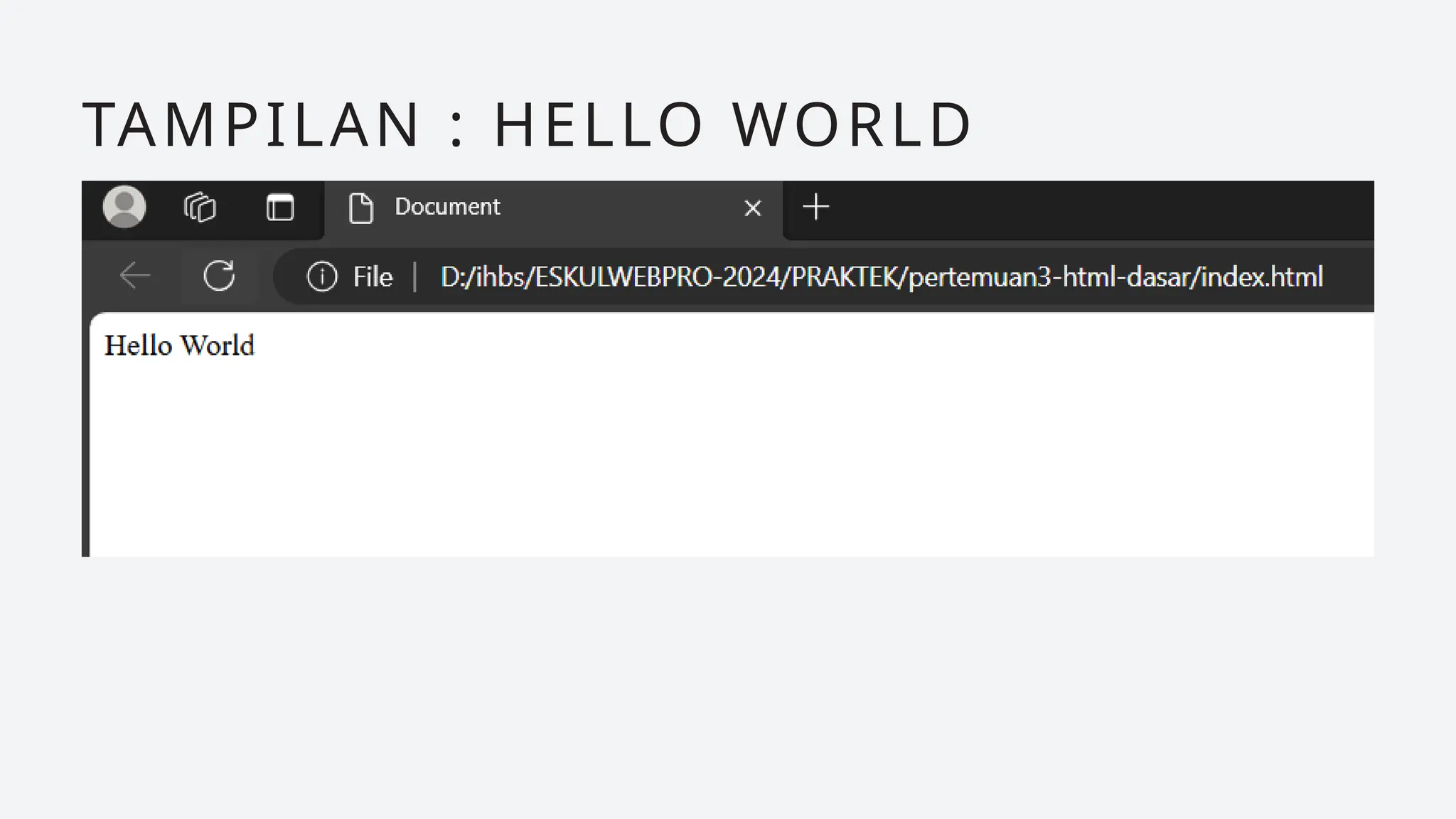 TAMPILAN : HELLO WORLD
 