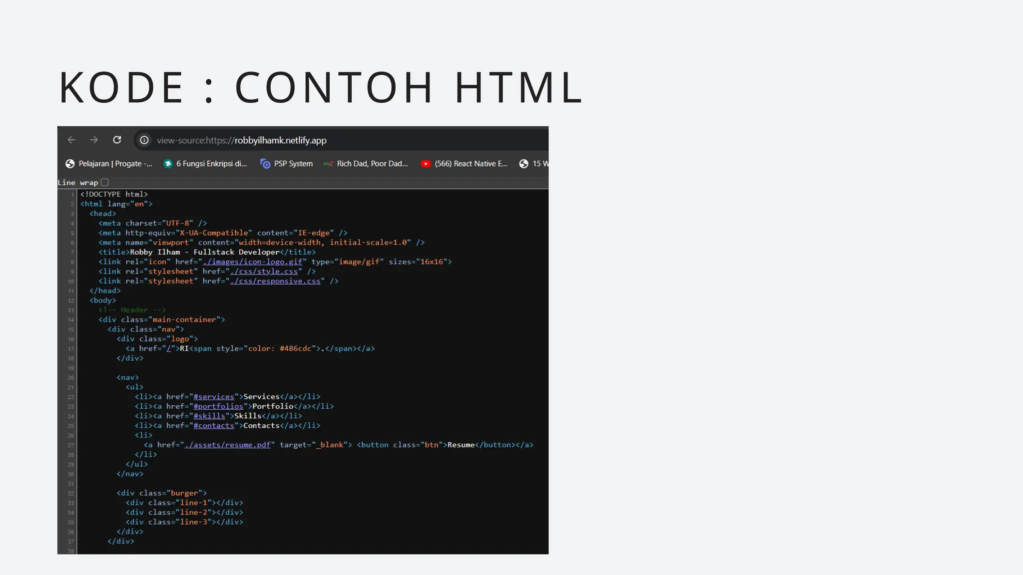 KODE : CONTOH HTML
 